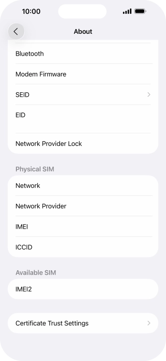 The Network Provider Lock status is displayed next to Network Provider Lock. The Network Provider Lock status is displayed next to Network Provider Lock.