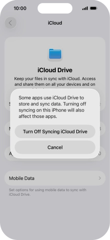 If you turn off the function, press Turn Off Syncing iCloud Drive. If you turn off the function, press Turn Off Syncing iCloud Drive.
