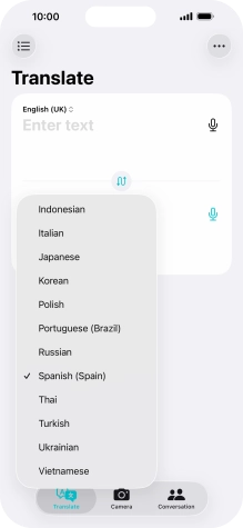 Press the required target language. Press the required target language.