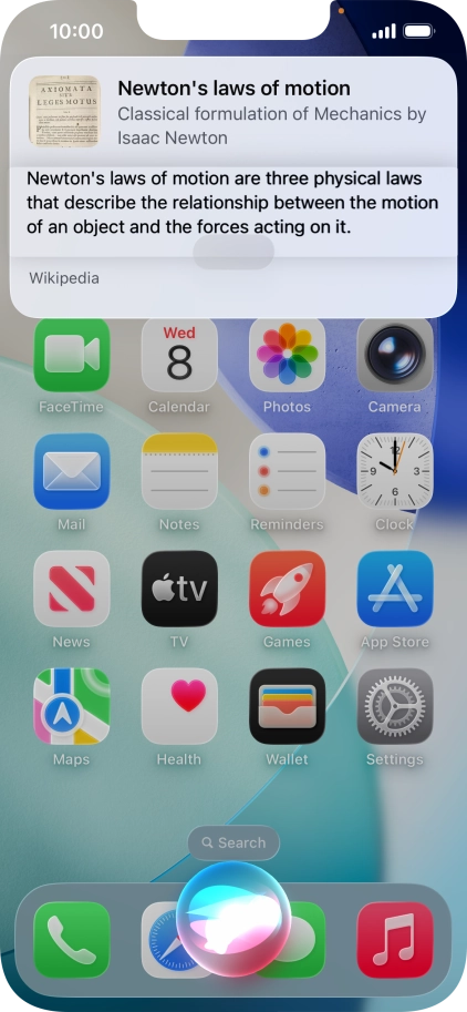 Ask questions or ask Siri to find information on the internet. Ask questions or ask Siri to find information on the internet.