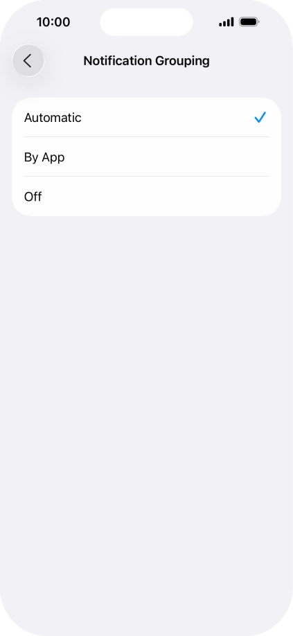 Press the required setting. Press the required setting.