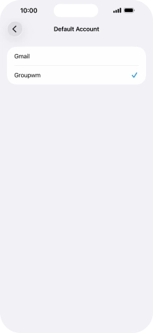 Press the required email account to select the email account as your default account. Press the required email account to select the email account as your default account.