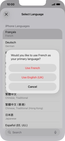 To select the new language as the default phone language, press Use ‹language›. To select the new language as the default phone language, press Use ‹language›.