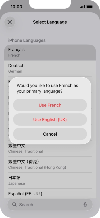 To select the new language as the default phone language, press Use ‹language›. To select the new language as the default phone language, press Use ‹language›.