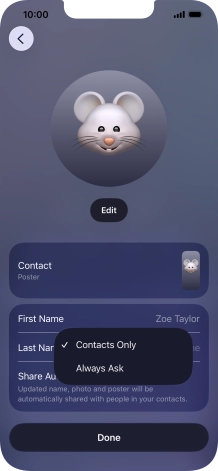 Press the required setting. Press the required setting.
