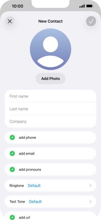 Press First name and key in the first name. Press First name and key in the first name.