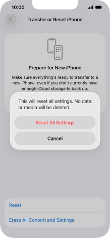 Press Reset All Settings. Press Reset All Settings.