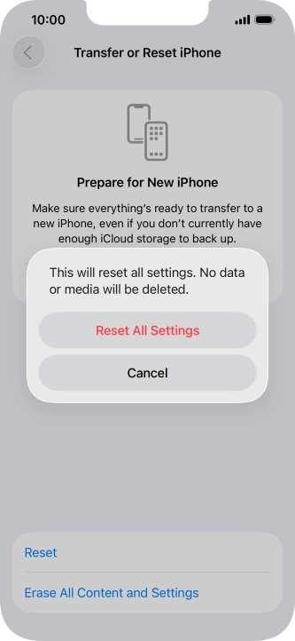 Press Reset All Settings. Press Reset All Settings.