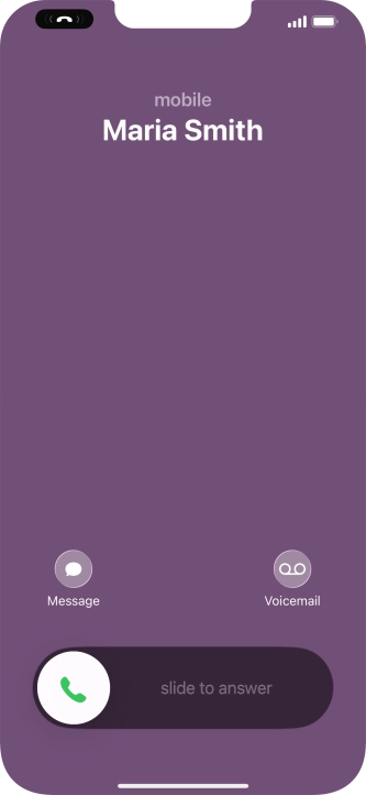 Press and drag the accept call icon right. Press and drag the accept call icon right.