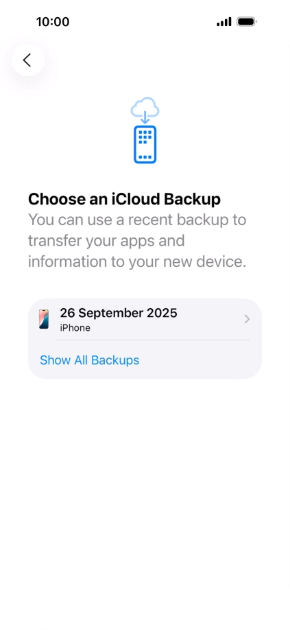 Press the required backup and your phone restores the content of the selected backup. Subsequently, follow the instructions on the screen to set up your phone and prepare it for use. Press the required backup and your phone restores the content of the selected backup. Subsequently, follow the instructions on the screen to set up your phone and prepare it for use.