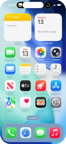 If you have a running application in Dynamic Island, it's displayed at the top of the screen. If you have a running application in Dynamic Island, it's displayed at the top of the screen.