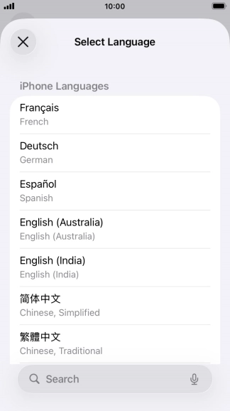Press the required language. Press the required language.