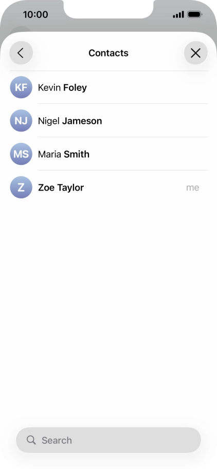 Press the required contact. Press the required contact.