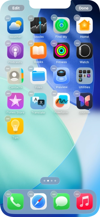 Press the home screen icon. Press the home screen icon.