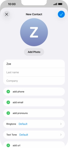 Press Last name and key in the last name. Press Last name and key in the last name.