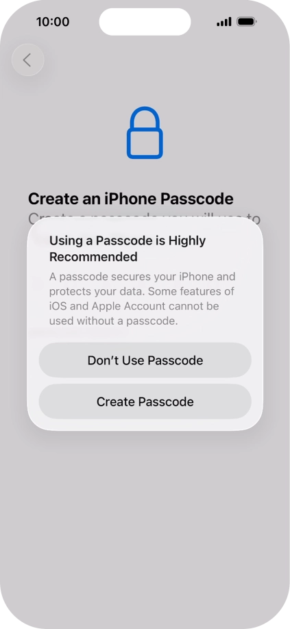 If you turn off the function, press Don't Use Passcode. If you turn off the function, press Don't Use Passcode.
