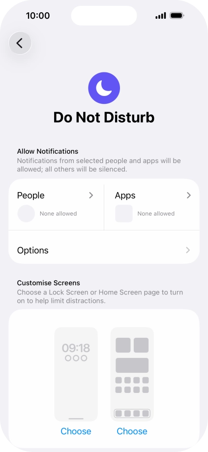 Press People and follow the instructions on the screen to select which contacts you would like to receive calls and notifications from when Do Not Disturb is turned on. Press People and follow the instructions on the screen to select which contacts you would like to receive calls and notifications from when Do Not Disturb is turned on.