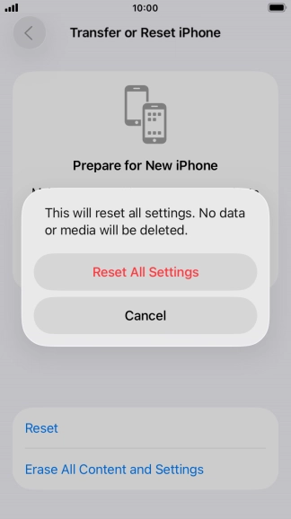 Press Reset All Settings. Press Reset All Settings.