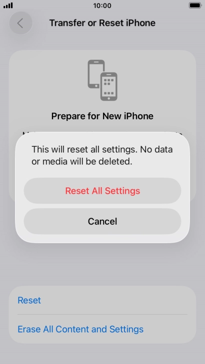Press Reset All Settings. Press Reset All Settings.