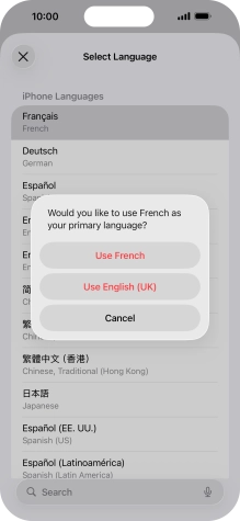 To select the new language as the default phone language, press Use ‹language›. To select the new language as the default phone language, press Use ‹language›.