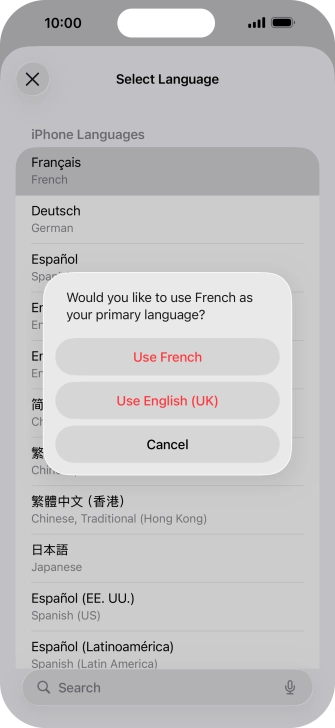 To select the new language as the default phone language, press Use ‹language›. To select the new language as the default phone language, press Use ‹language›.