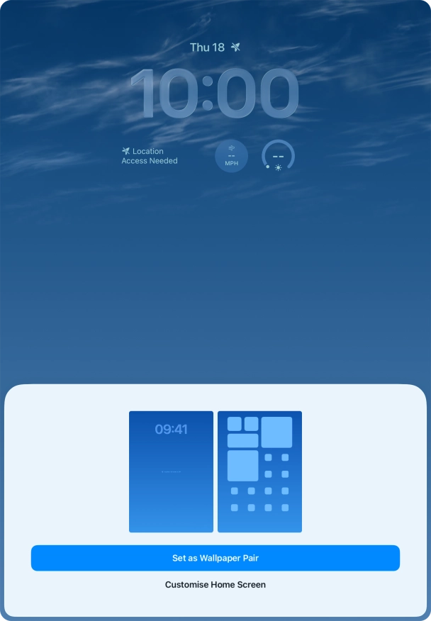 To use the same colour theme on the home screen, press Set as Wallpaper Pair. To use the same colour theme on the home screen, press Set as Wallpaper Pair.