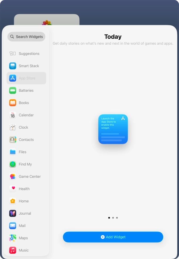 Slide your finger right or left on the screen to select the required widget size. Slide your finger right or left on the screen to select the required widget size.