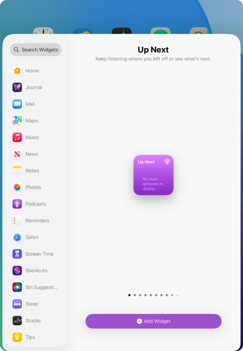 Press Add Widget. Press Add Widget.