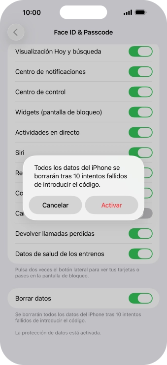 Si activas la función, pulsa Activar. Si activas la función, pulsa Activar.