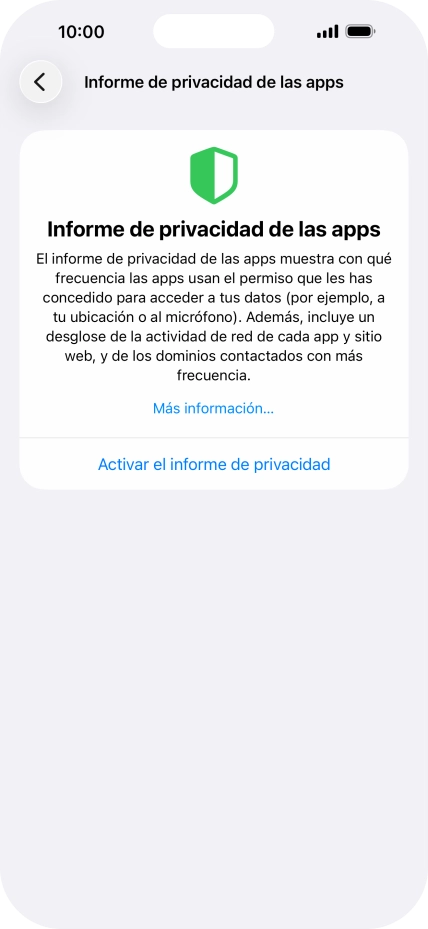 Pulsa Activar el informe de privacidad para activar la función. Pulsa Activar el informe de privacidad para activar la función.