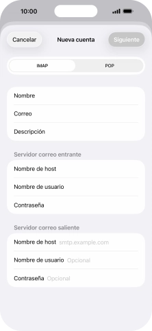 Pulsa Nombre de host e introduce smtp.vodafone.es. Pulsa Nombre de host e introduce smtp.vodafone.es.