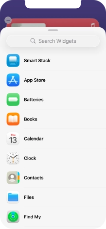 Press the required widget. Press the required widget.