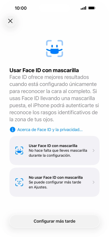Pulsa Configurar más tarde. Pulsa Configurar más tarde.