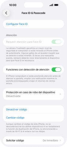 Pulsa Desactivar código e introduce el código de seguridad. Pulsa Desactivar código e introduce el código de seguridad.