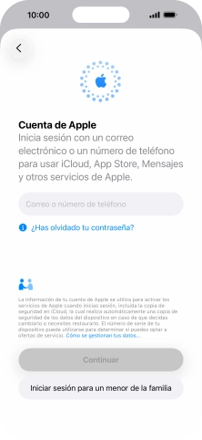 Pulsa Correo o número de teléfono e introduce el nombre de usuario de tu Cuenta de Apple. Pulsa Correo o número de teléfono e introduce el nombre de usuario de tu Cuenta de Apple.