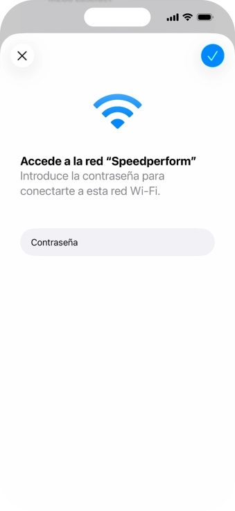 Introduce la contraseña de la red wifi y pulsa el icono de aceptar. Introduce la contraseña de la red wifi y pulsa el icono de aceptar.