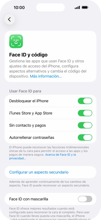 Pulsa el indicador junto a los ajustes deseados para activarlos o desactivarlos. Pulsa el indicador junto a los ajustes deseados para activarlos o desactivarlos.