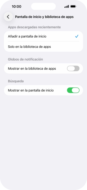 Para añadir nuevas apps descargadas a la pantalla de inicio y a la biblioteca de apps, pulsa Añadir a pantalla de inicio. Para añadir nuevas apps descargadas a la pantalla de inicio y a la biblioteca de apps, pulsa Añadir a pantalla de inicio.