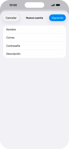 Pulsa Descripción e introduce el nombre de la cuenta de correo electrónico. Pulsa Descripción e introduce el nombre de la cuenta de correo electrónico.