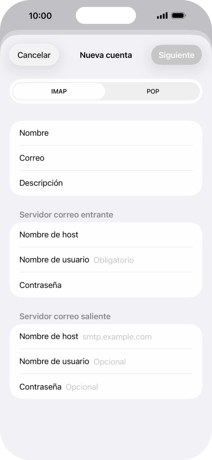 Pulsa Nombre de usuario e introduce el nombre de usuario de tu cuenta de correo electrónico. Pulsa Nombre de usuario e introduce el nombre de usuario de tu cuenta de correo electrónico.