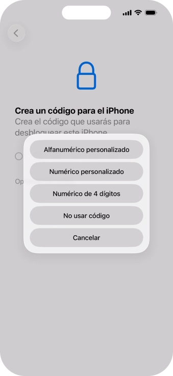 Sigue las indicaciones de la pantalla para activar el uso del código de seguridad o pulsa No usar código. Sigue las indicaciones de la pantalla para activar el uso del código de seguridad o pulsa No usar código.