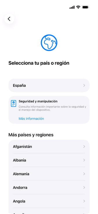 Pulsa el país o el área deseados. Pulsa el país o el área deseados.
