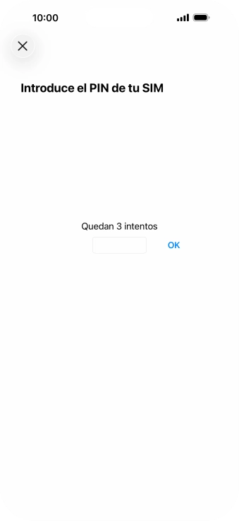 Si es necesario desbloquear la tarjeta SIM, introduce el código PIN y pulsa OK. Si es necesario desbloquear la tarjeta SIM, introduce el código PIN y pulsa OK.