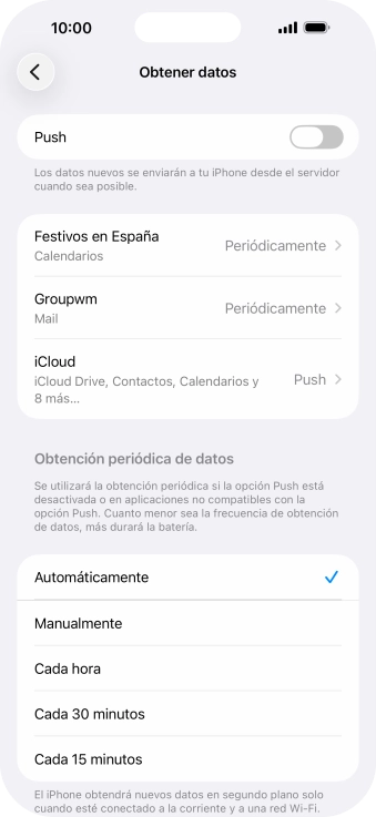 Si desactivas la función, pulsa el ajuste deseado. Si desactivas la función, pulsa el ajuste deseado.