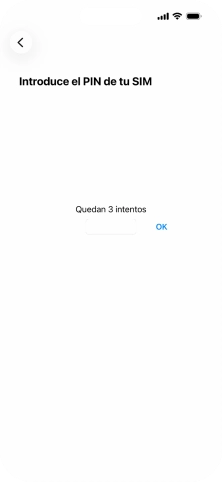 Si es necesario desbloquear la tarjeta SIM, introduce el código PIN y pulsa OK. Si es necesario desbloquear la tarjeta SIM, introduce el código PIN y pulsa OK.