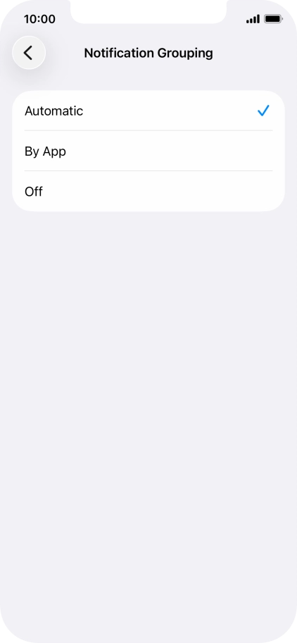 Press the required setting. Press the required setting.