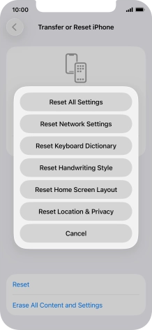 Press Reset All Settings. Press Reset All Settings.