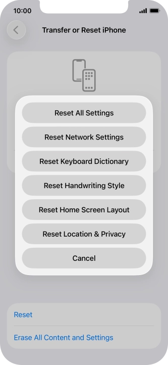 Press Reset All Settings. Press Reset All Settings.