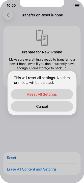 Press Reset All Settings. Press Reset All Settings.