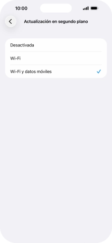 Para desactivar la actualización de apps en ejecución, pulsa Desactivada. Para desactivar la actualización de apps en ejecución, pulsa Desactivada.